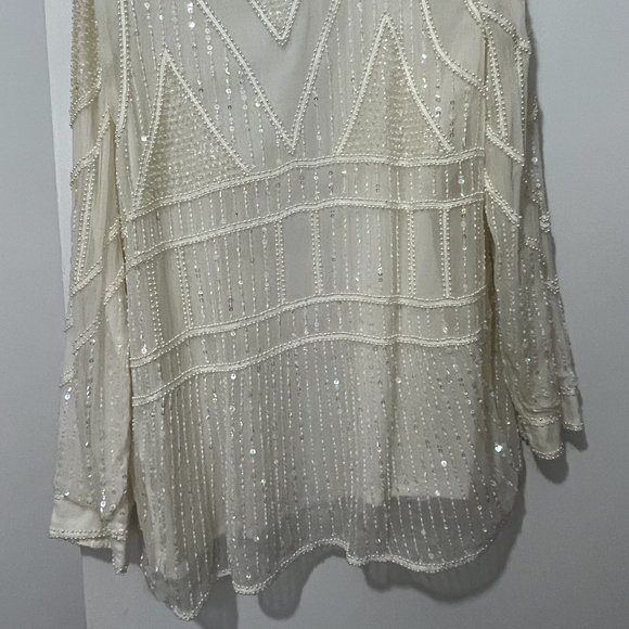 ANTIK BATIK Birma Embellished Georgette Jacket In Ivory - Picture 4 of 8